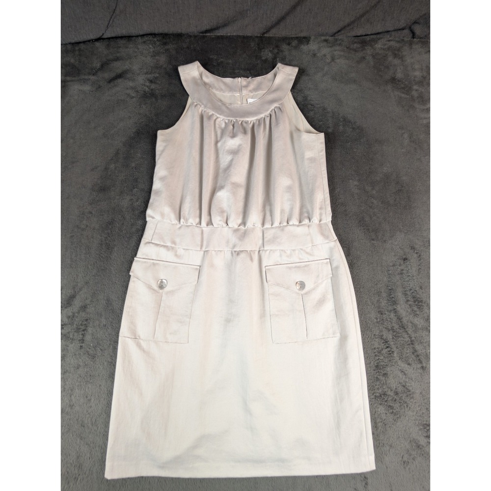 Chicos XL Silver Satin Quiet Luxury Romantic Feminine Dress Minimalist Cargo GUC - Picture 3 of 13